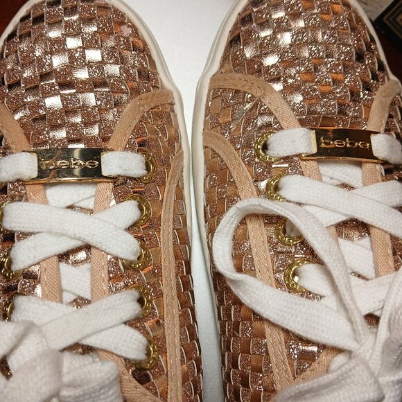 BEBE SPORT Two Tone Gold Metallic Sneakers 7M - EUC - Picture 3 of 14